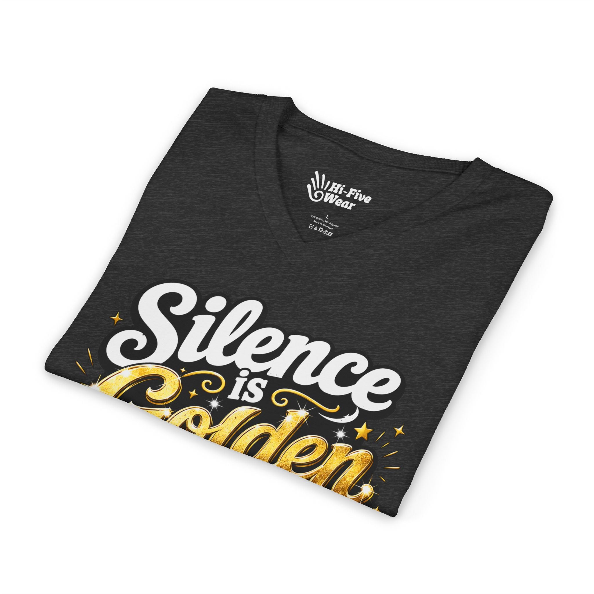 Silence Is Golden Duct Tape Is Silver V-Neck Tee