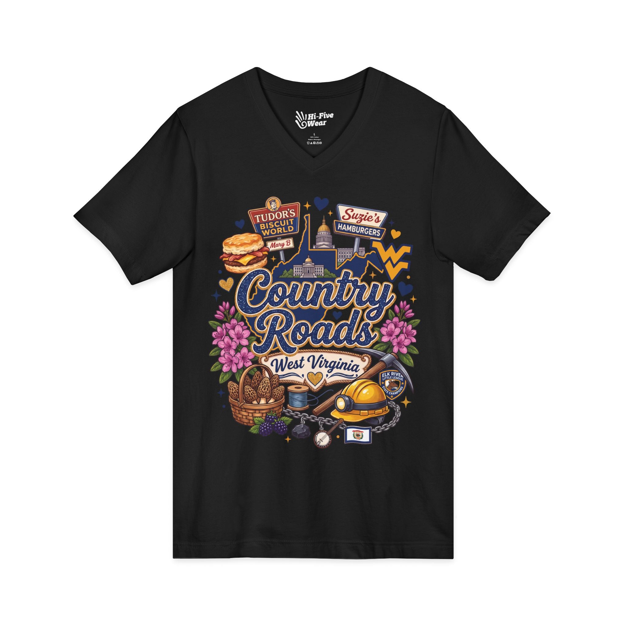 Country Roads West Virginia Premium V-Neck Tee