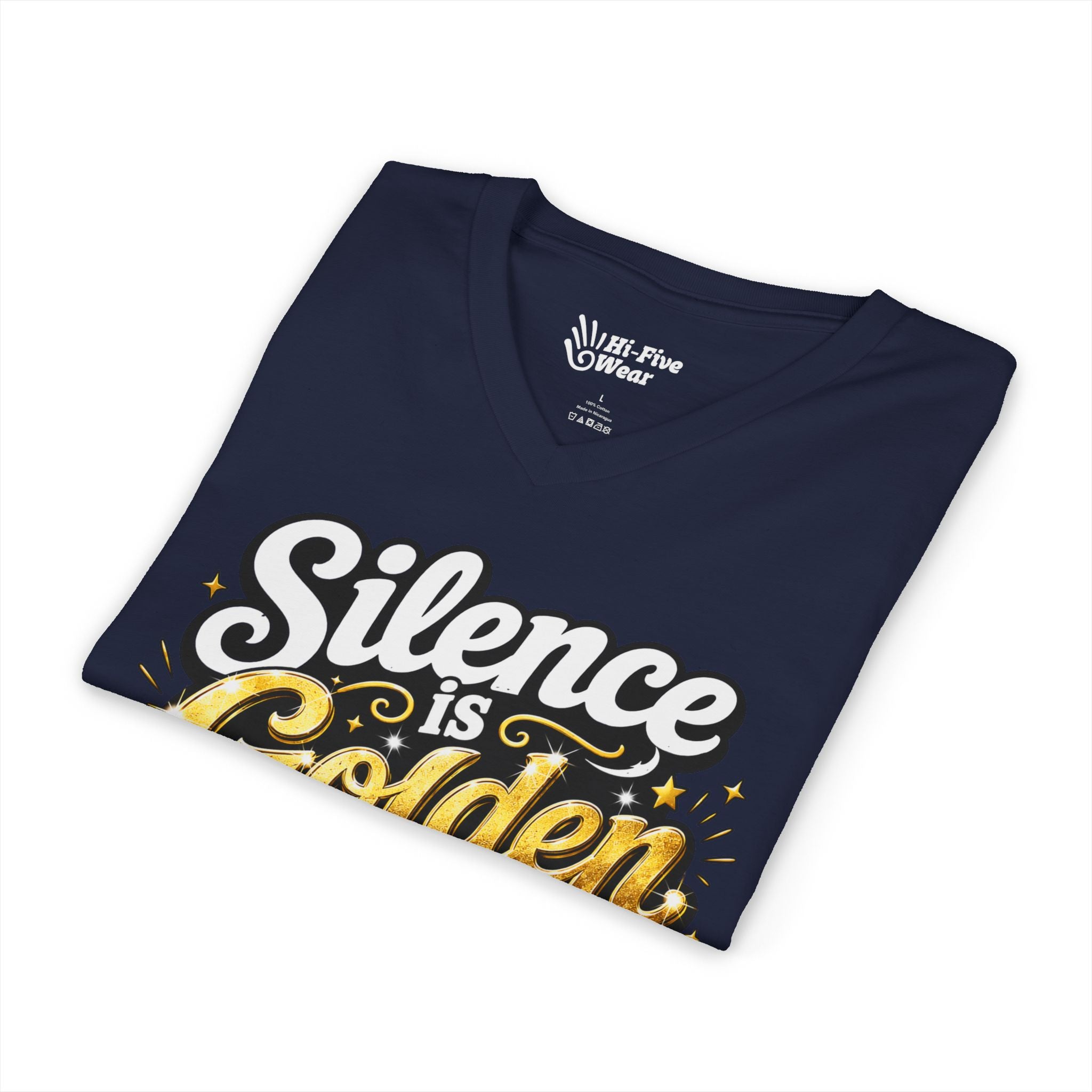 Silence Is Golden Duct Tape Is Silver V-Neck Tee