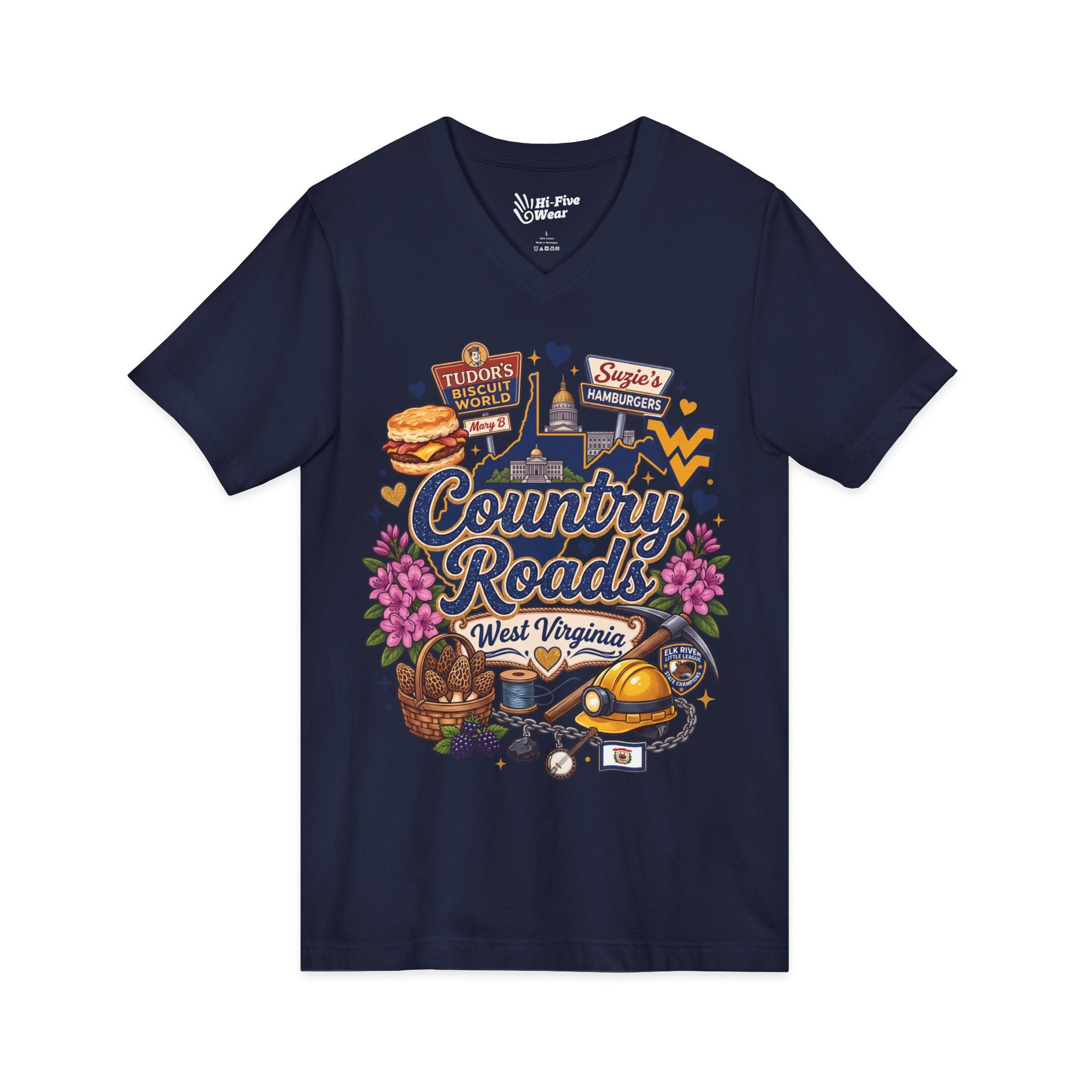 Country Roads West Virginia Premium V-Neck Tee