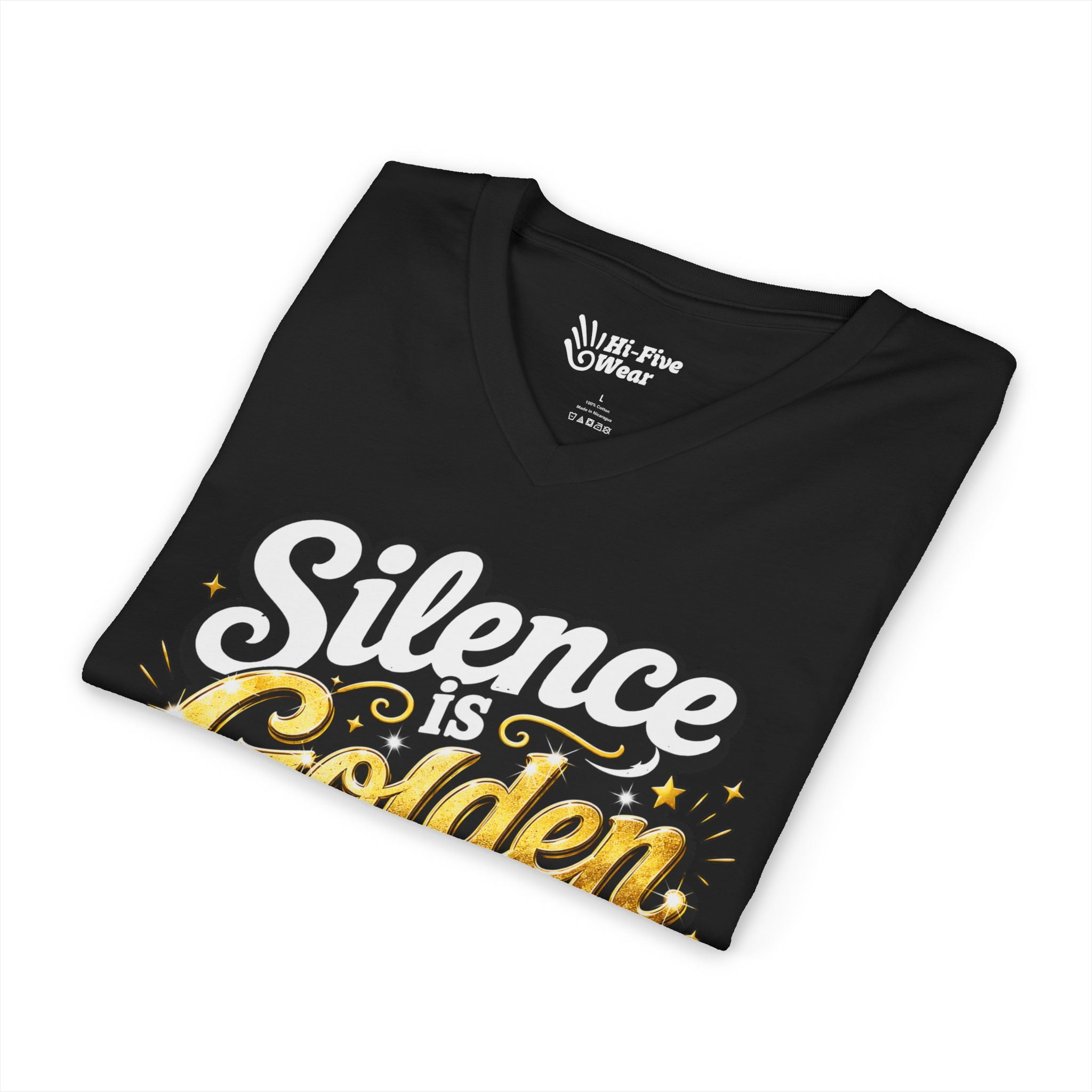 Silence Is Golden Duct Tape Is Silver V-Neck Tee