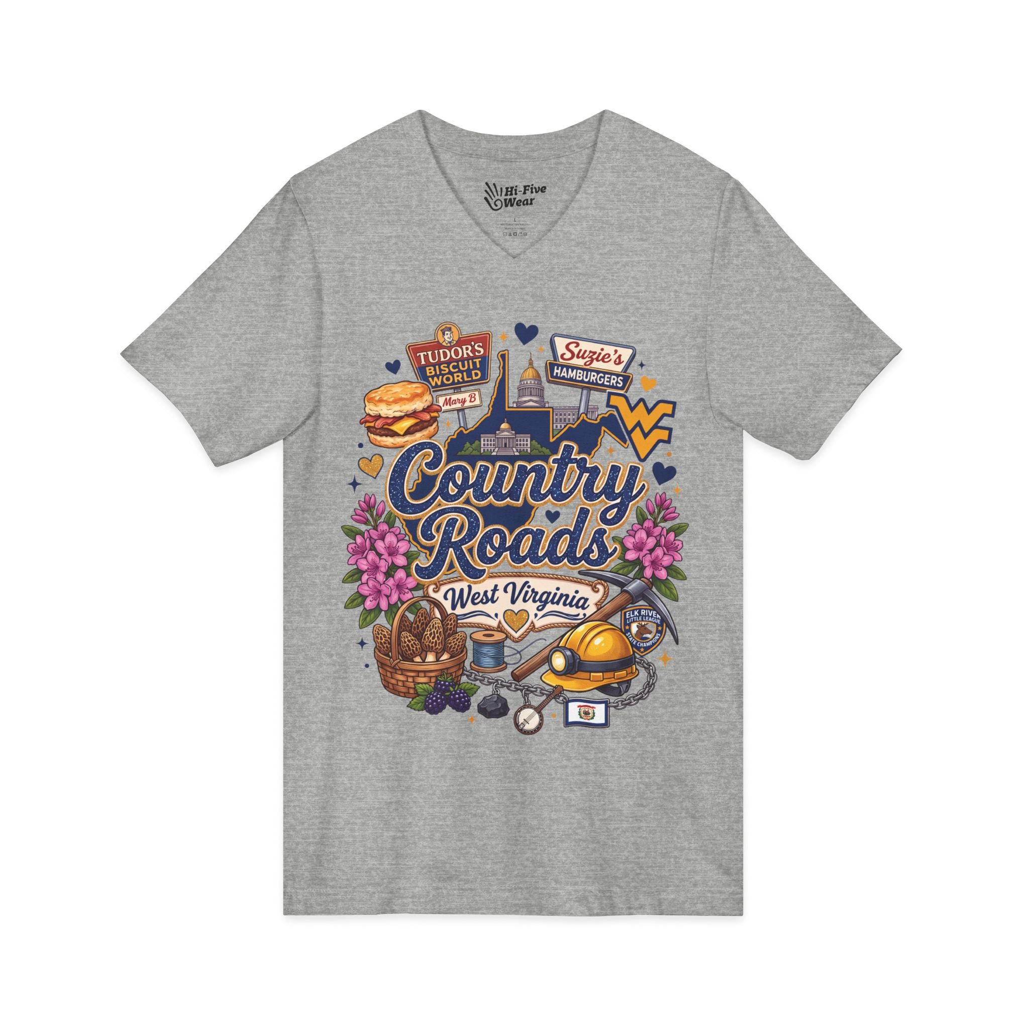 Country Roads West Virginia Premium V-Neck Tee