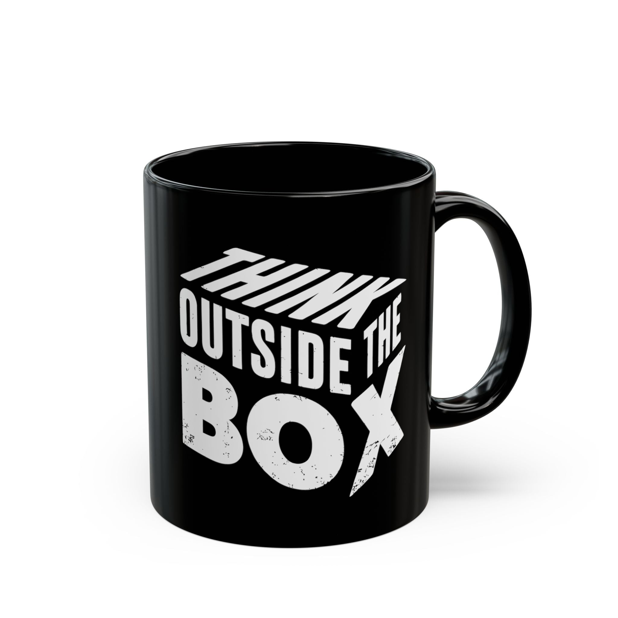 Think Outside The Box 3D – Coffee Mug (11oz & 15oz) ceramic coffee mug with funny saying
