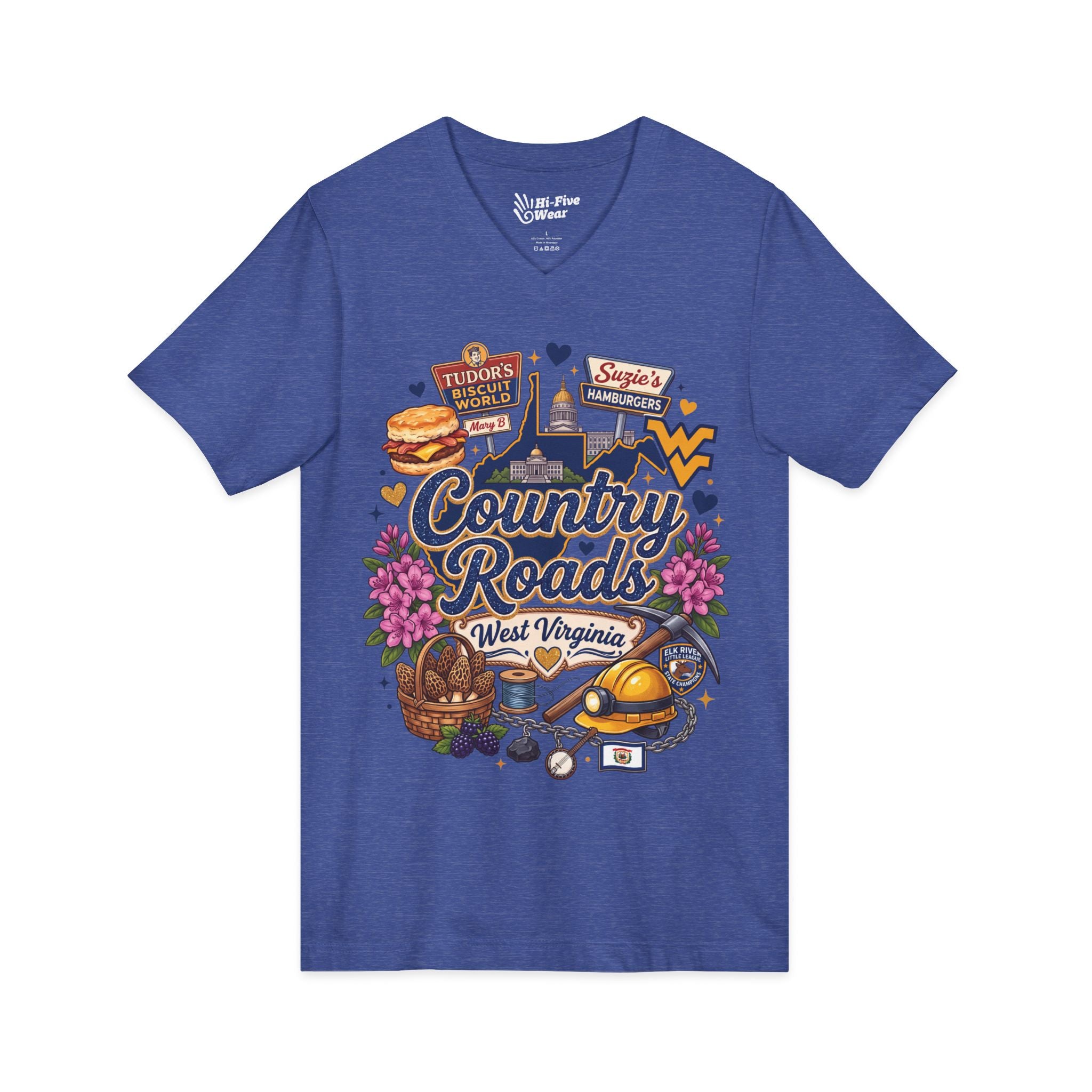 Country Roads West Virginia Premium V-Neck Tee