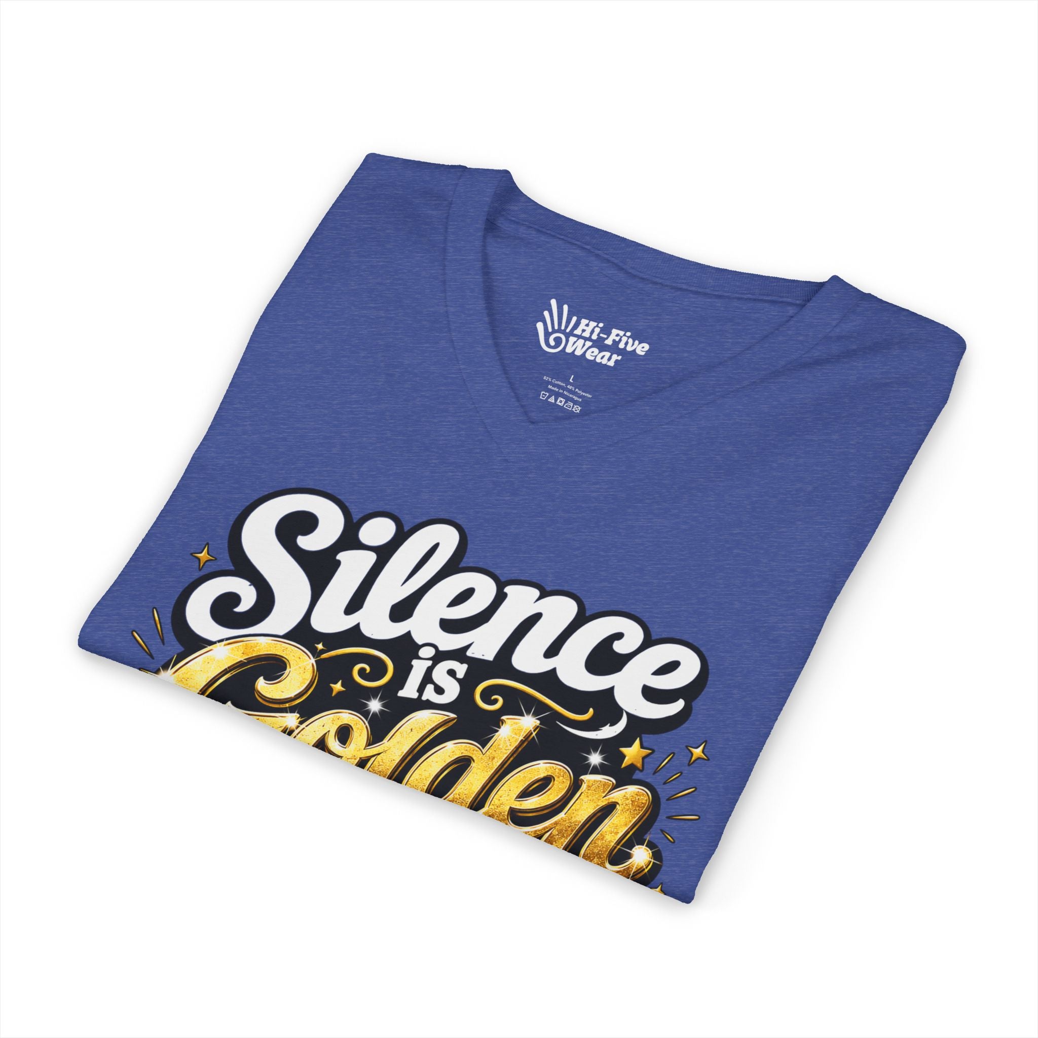 Silence Is Golden Duct Tape Is Silver V-Neck Tee