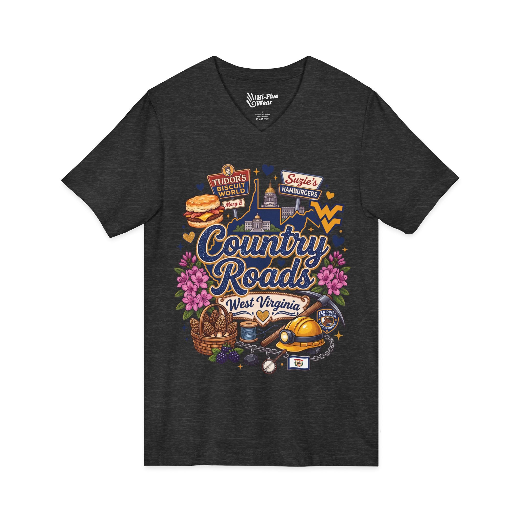 Country Roads West Virginia Premium V-Neck Tee