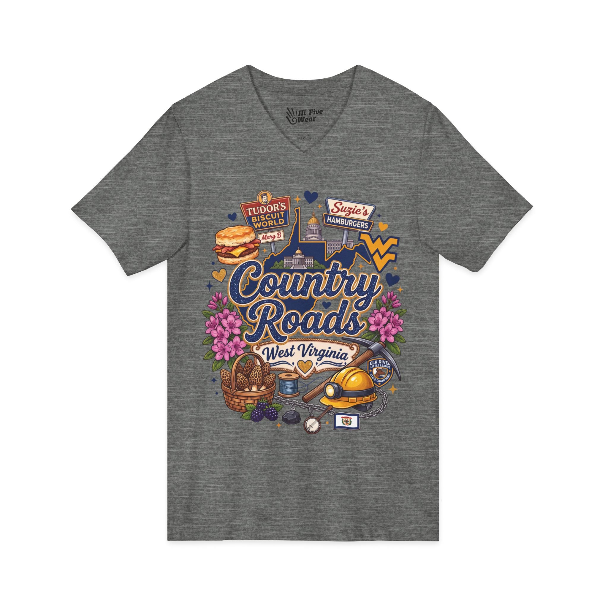 Country Roads West Virginia Premium V-Neck Tee